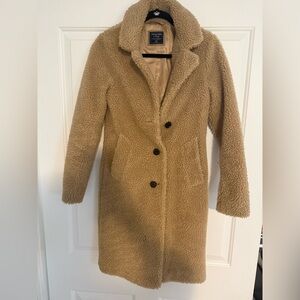 Abercrombie & Fitch Midi Camel Teddy Jacket